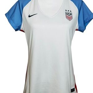 Nike White and Blue short sleeve US Stadium Home Soccer Jersey 2016. Size Large